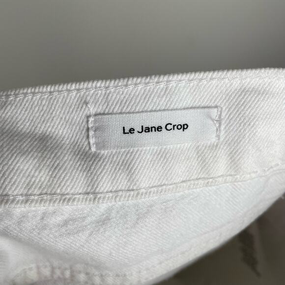 Frame Le Jane Crop Distressed Straight-Leg Jean 27 White Rumpled Blanc Destruct - Picture 10 of 15